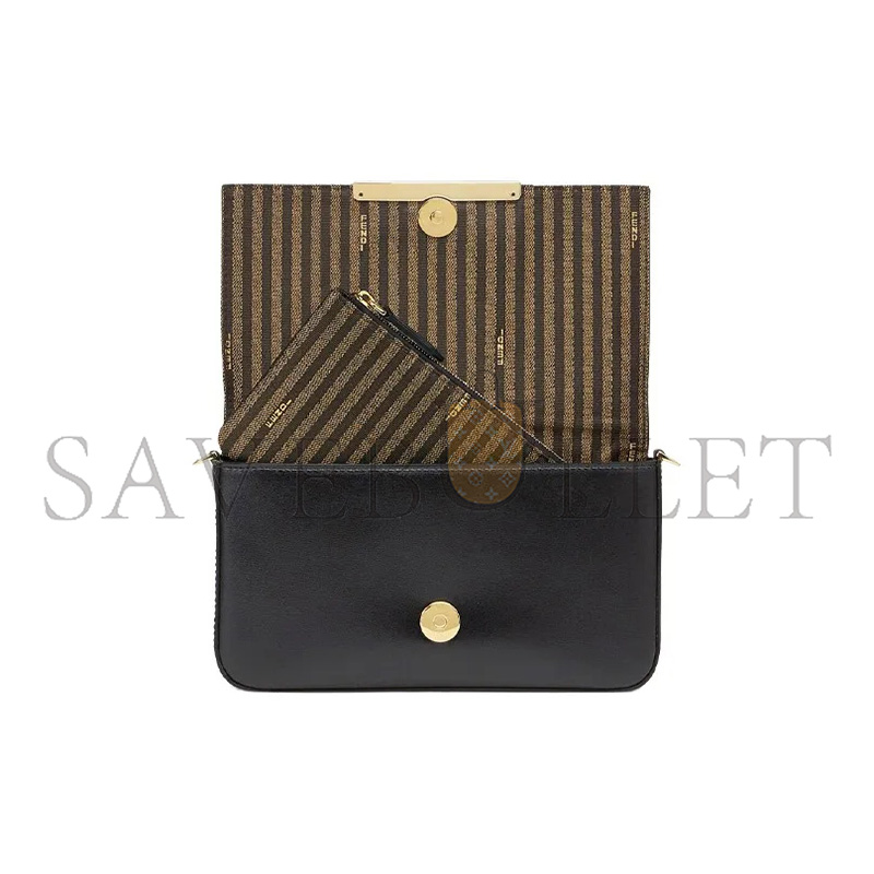 FENDI VITELLO PALMELLATO WALLET ON CHAIN WITH POUCHES BLACK 8BS032AHM0F0KUR (22*12*4cm)